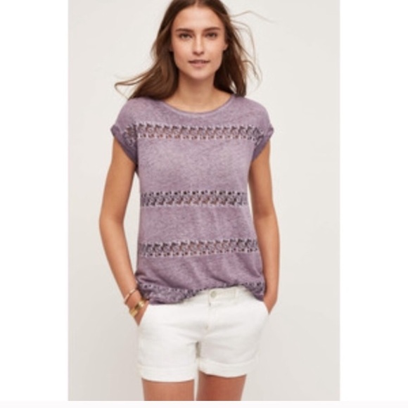 Anthropologie Tops - Anthropologie Akemi + Kin Lilac Crochet Lace Tee